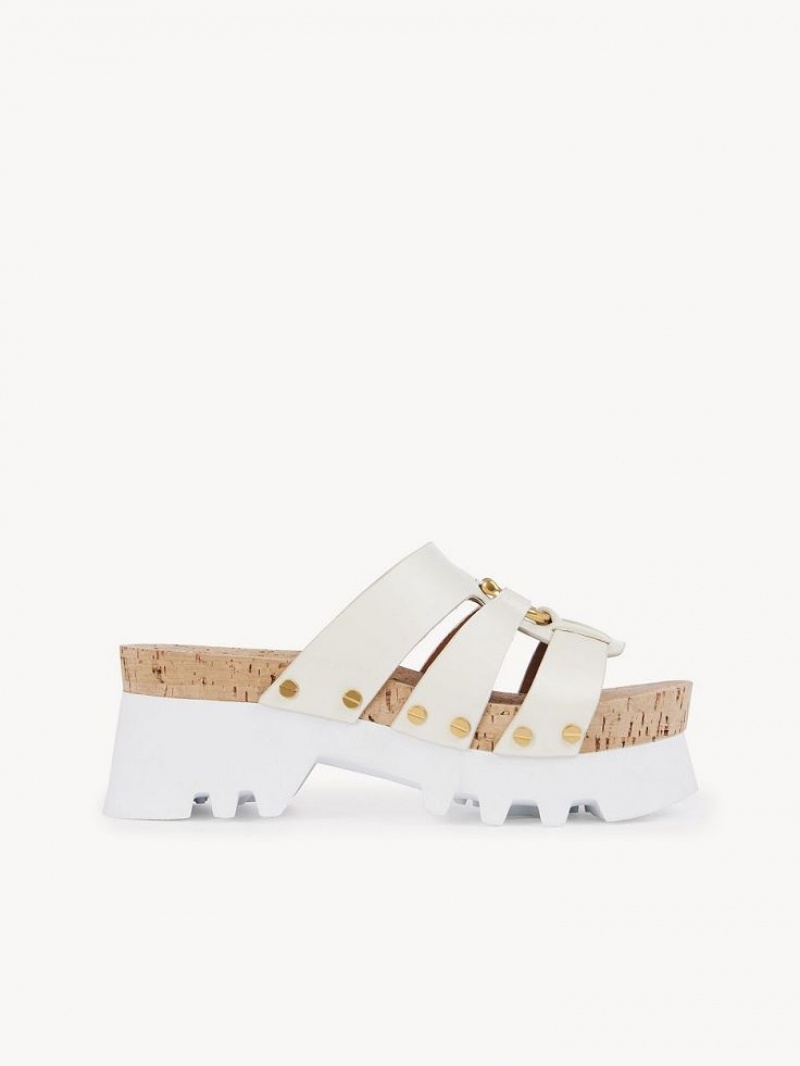 Chloe Owena Platform Slide Mule Cloudy White | CHE-SR14133