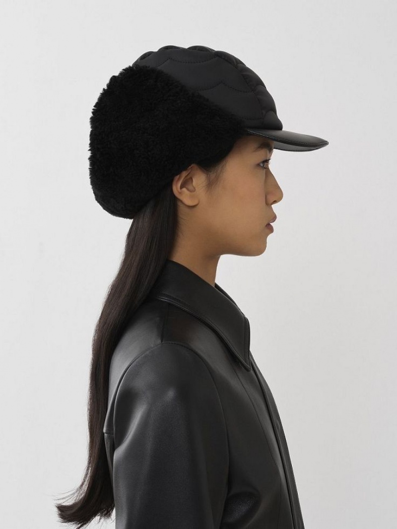 Chloe Padded Chapka Hats Black | CHE-SR14482