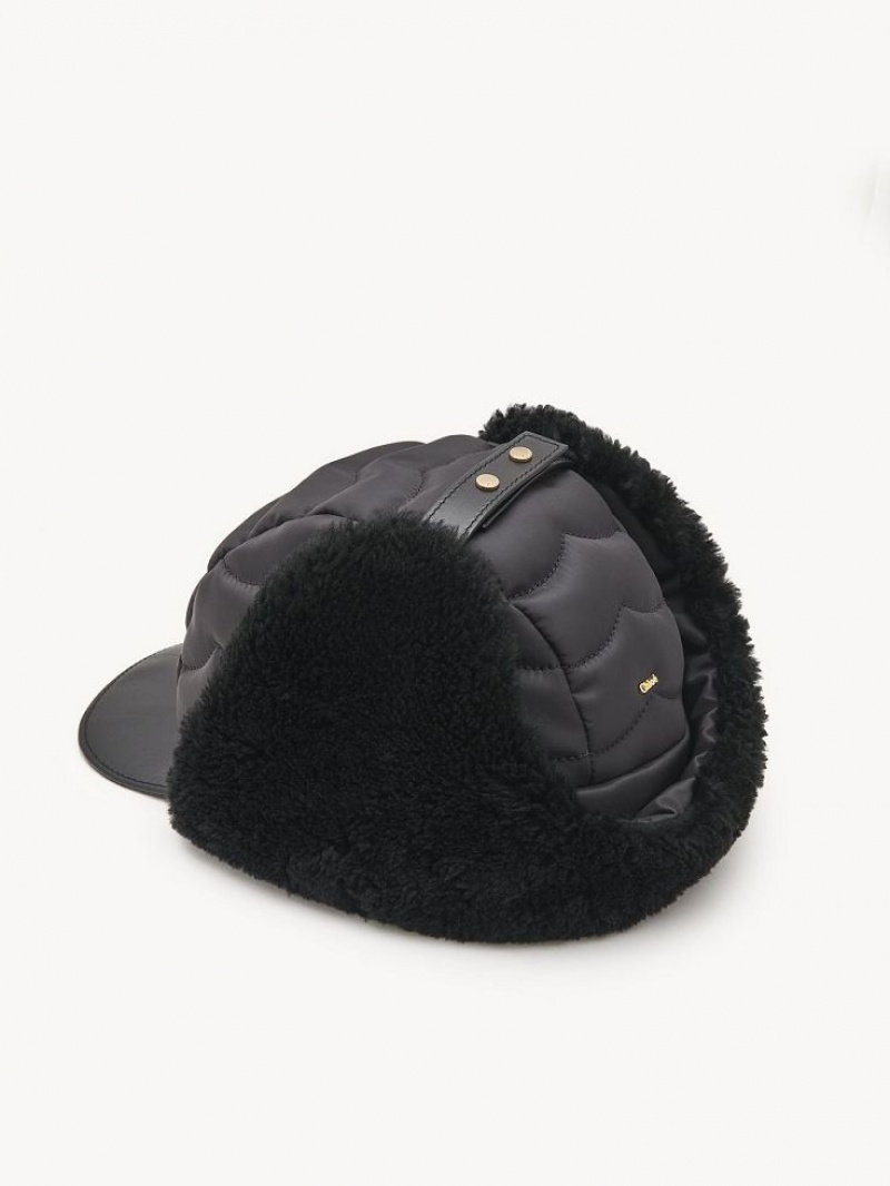 Chloe Padded Chapka Hats Black | CHE-SR14482