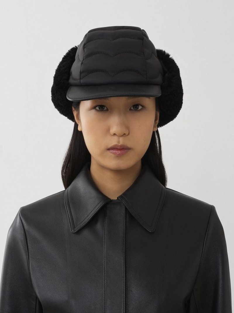 Chloe Padded Chapka Hats Black | CHE-SR14482