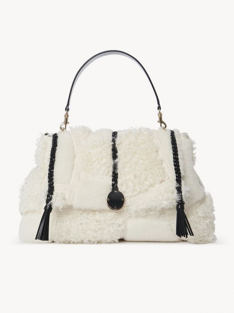 Chloe Penelope Large Soft Shoulder Bags Snow White | CHE-SR13442