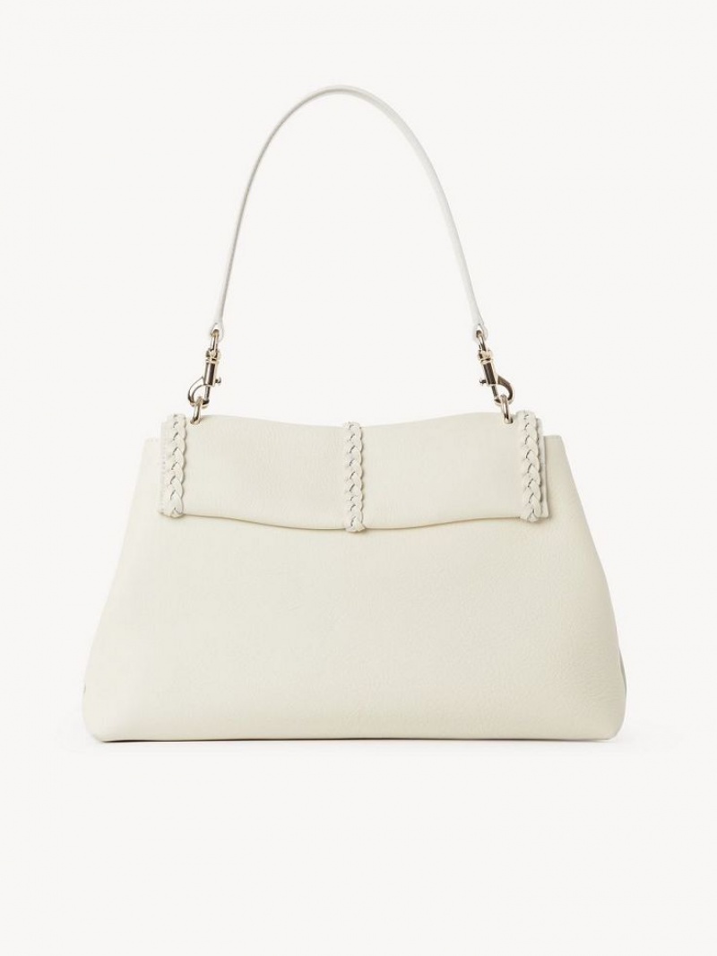 Chloe Penelope Medium Soft Shoulder Bags White | CHE-SR13426