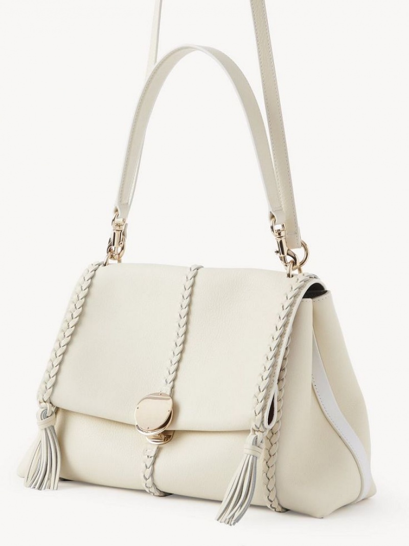 Chloe Penelope Medium Soft Shoulder Bags White | CHE-SR13426