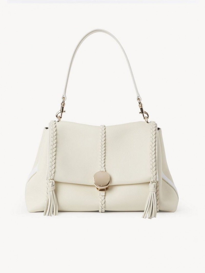 Chloe Penelope Medium Soft Shoulder Bags White | CHE-SR13426