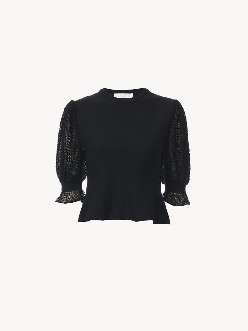 Chloe Peplum Knitwear Black | CHE-SR13920