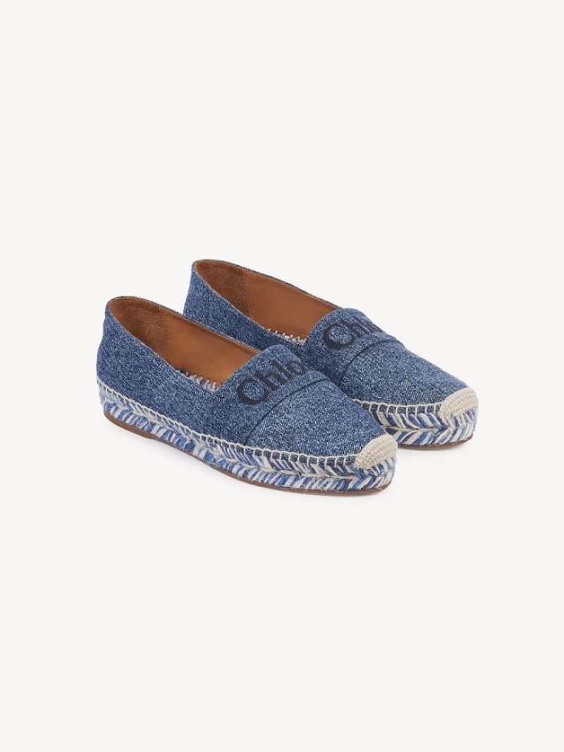 Chloe Piia Flat Espadrille Denim | CHE-SR14153