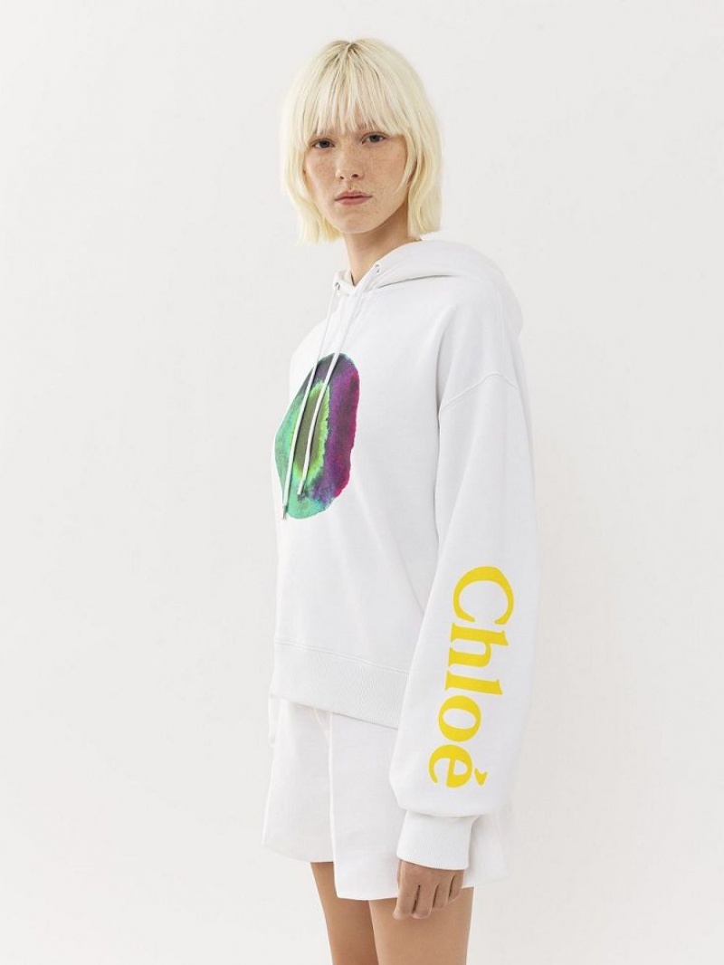 Chloe Printed Hooded Sweaters WHITE - GREEN 1 | CHE-SR13869