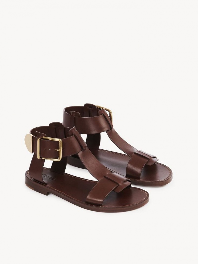 Chloe Rebecca Flat Sandals BRUNET BROWN | CHE-SR14141