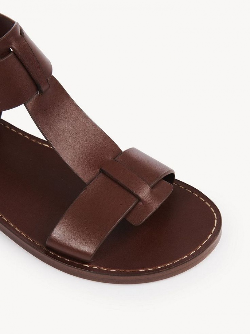 Chloe Rebecca Flat Sandals BRUNET BROWN | CHE-SR14141