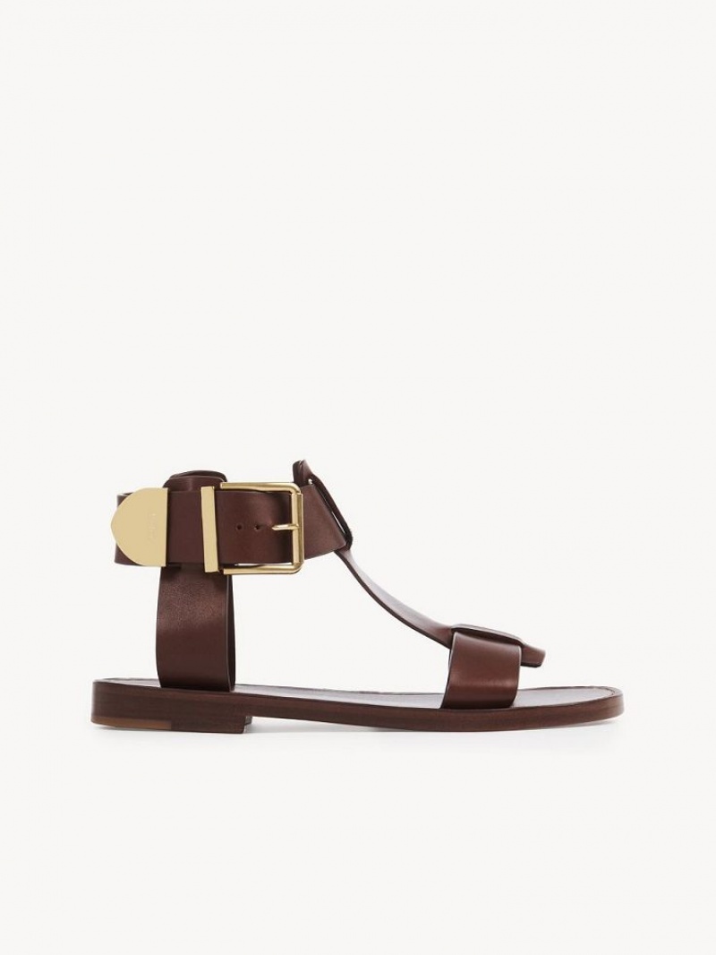 Chloe Rebecca Flat Sandals BRUNET BROWN | CHE-SR14141