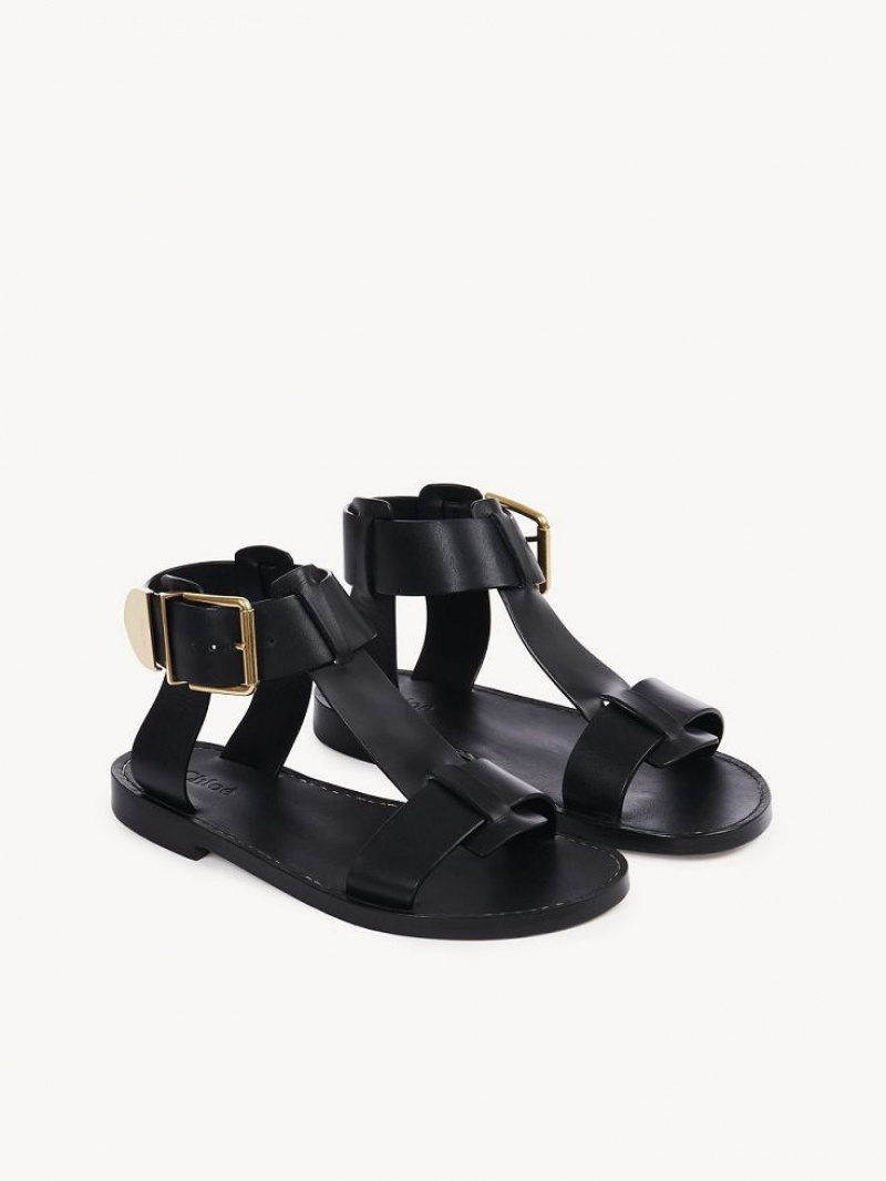 Chloe Rebecca Flat Sandals Black | CHE-SR14142