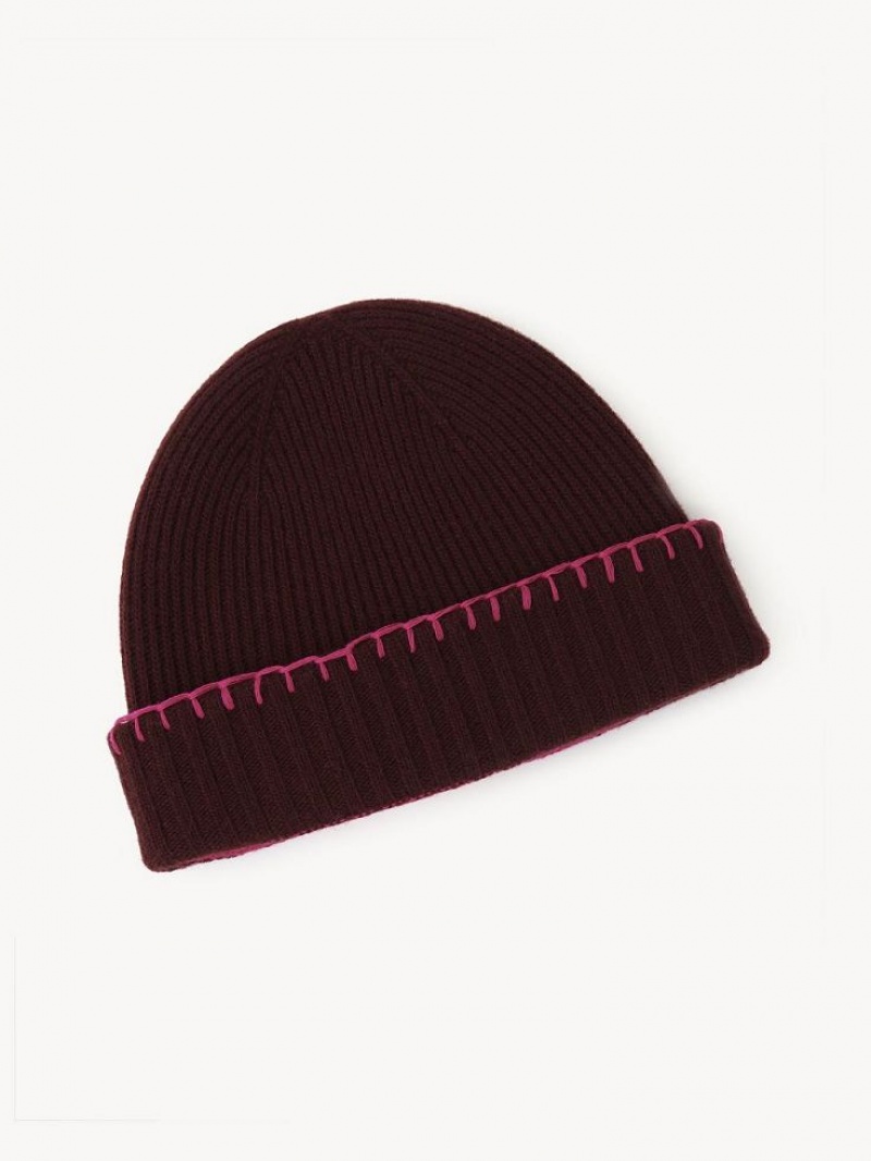 Chloe Ribbed Knit Beanie Hats PURPLE - PINK 1 | CHE-SR14472