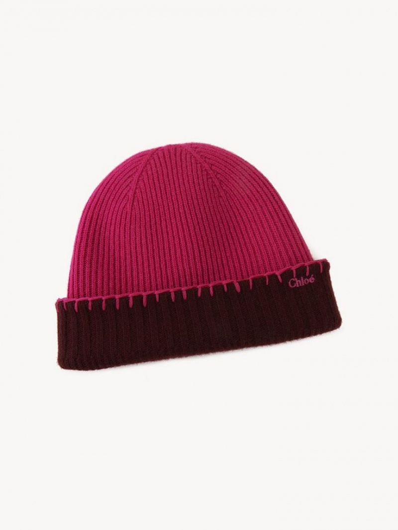 Chloe Ribbed Knit Beanie Hats PURPLE - PINK 1 | CHE-SR14472