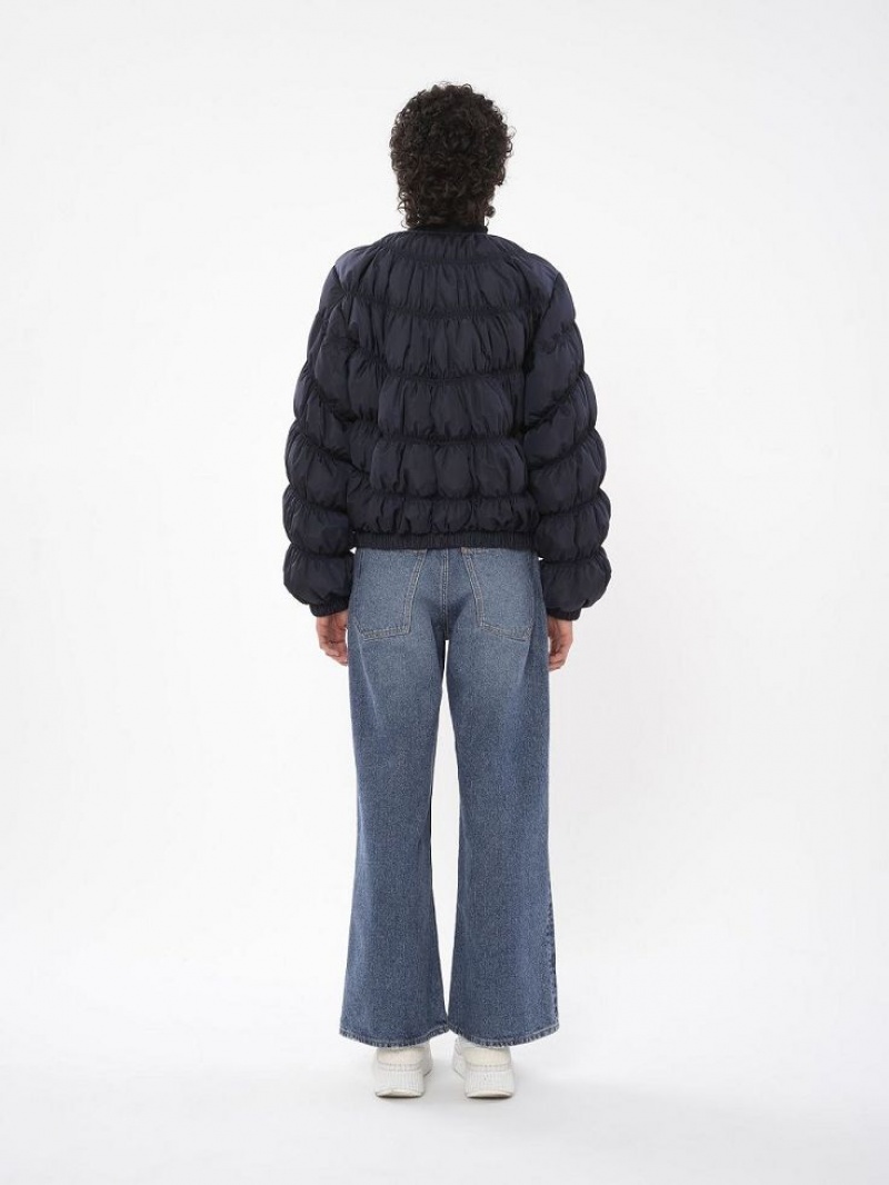 Chloe Ruched Puffer Jackets Abyss Blue | CHE-SR13809