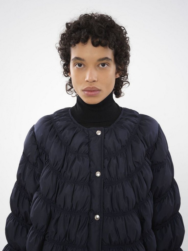 Chloe Ruched Puffer Jackets Abyss Blue | CHE-SR13809