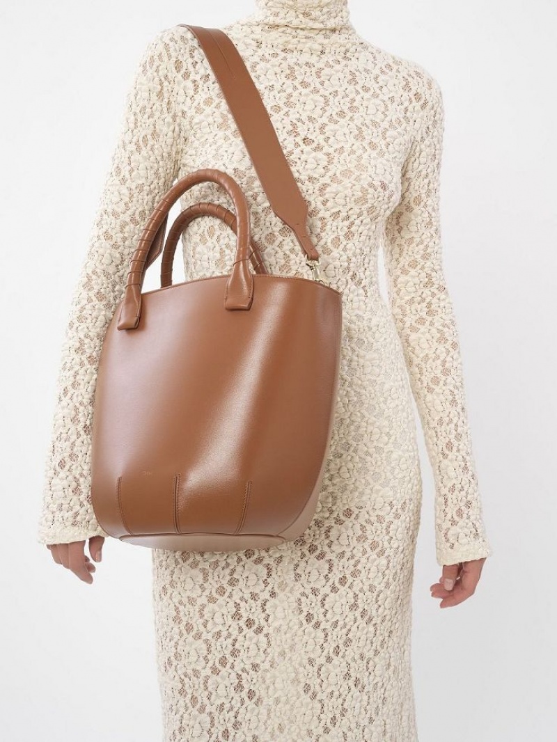 Chloe Sabia Hamper Tote Bags Tan | CHE-SR13370