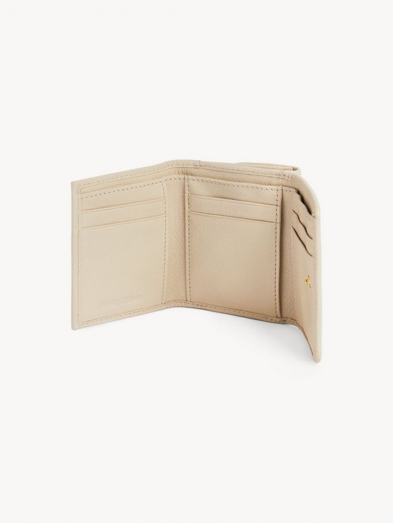 Chloe Saddie Medium Tri-fold Compact Wallets Cement Beige | CHE-SR14903