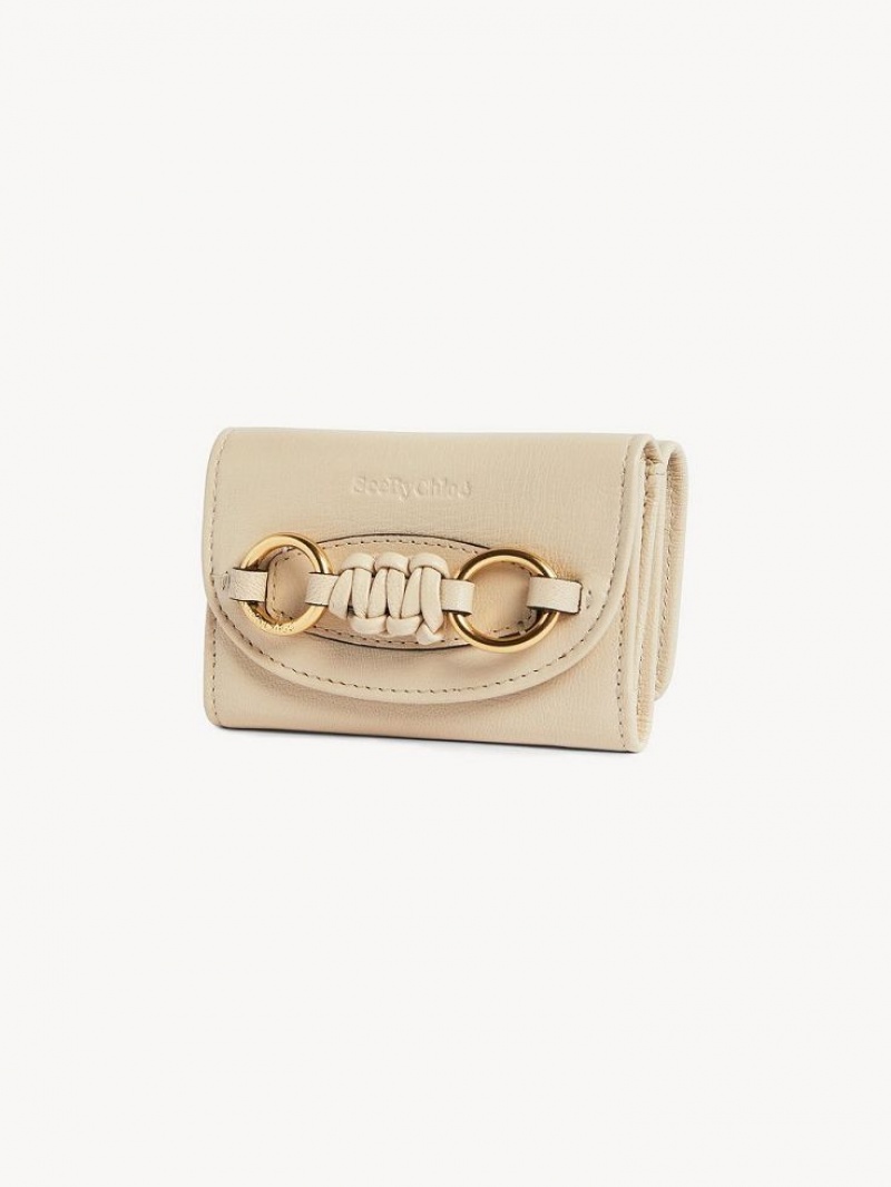 Chloe Saddie Medium Tri-fold Compact Wallets Cement Beige | CHE-SR14903