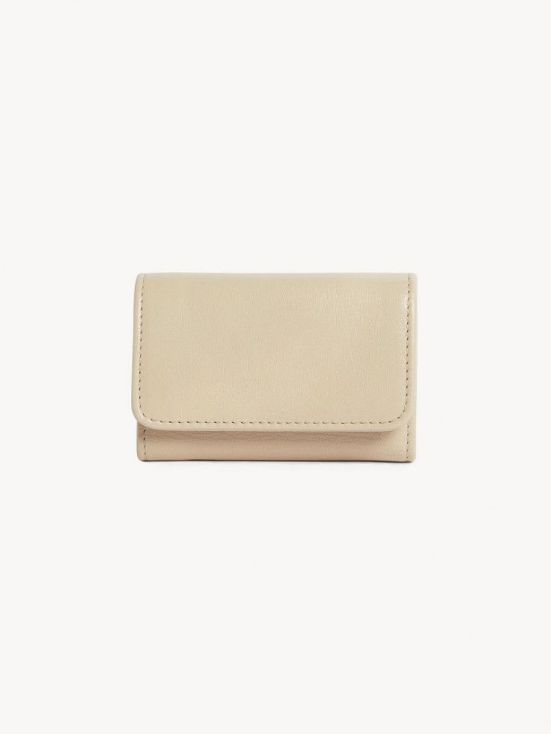 Chloe Saddie Medium Tri-fold Compact Wallets Cement Beige | CHE-SR14903