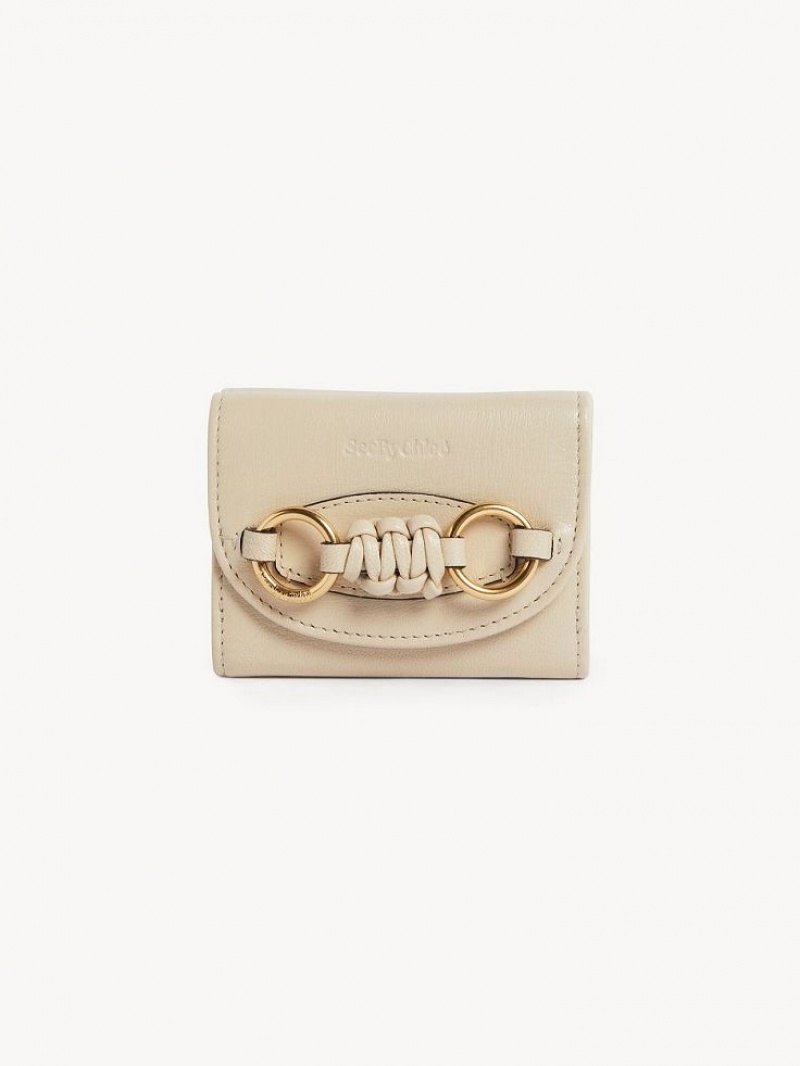 Chloe Saddie Medium Tri-fold Compact Wallets Cement Beige | CHE-SR14903