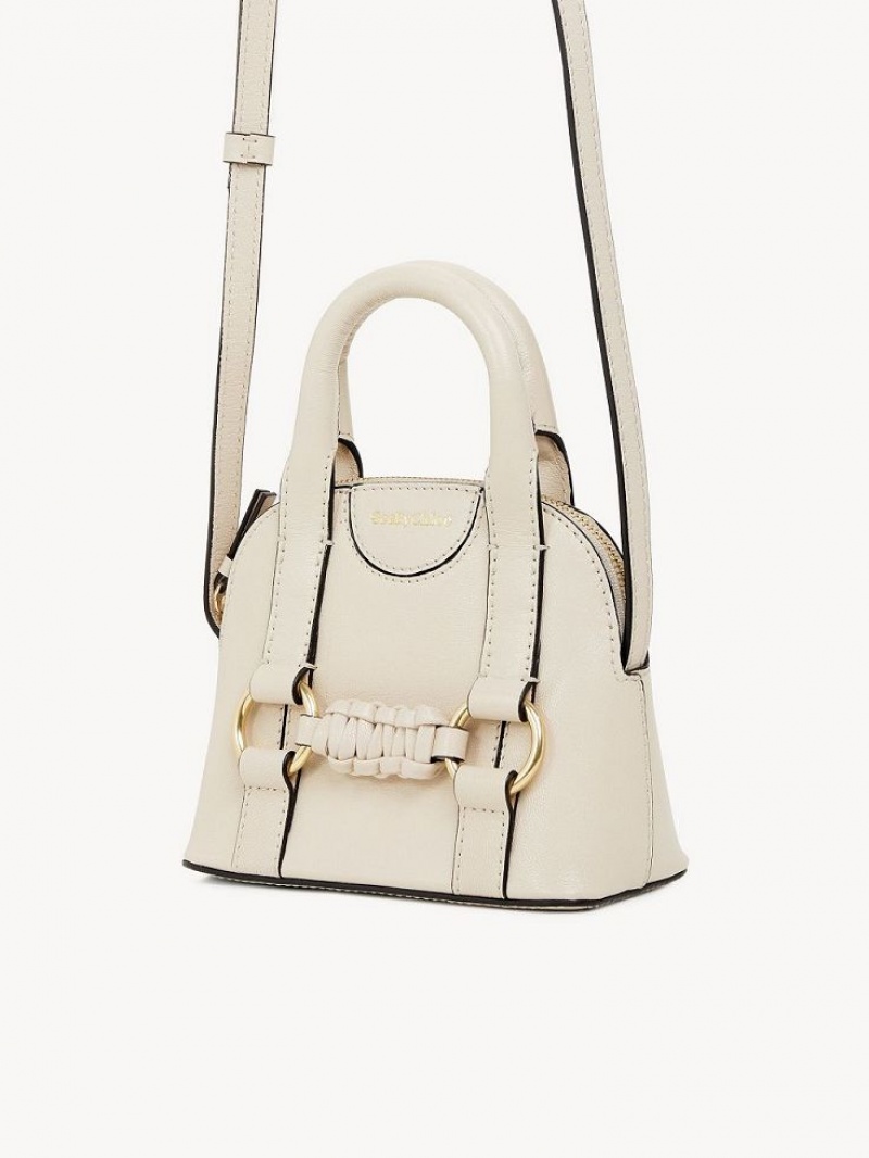 Chloe Saddie Micro Double Handle Shoulder Bags Cement Beige | CHE-SR14621