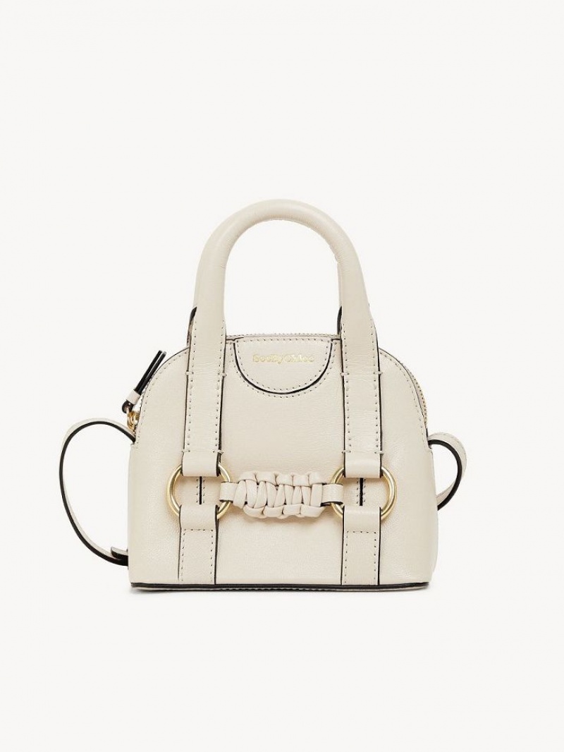 Chloe Saddie Micro Double Handle Shoulder Bags Cement Beige | CHE-SR14621