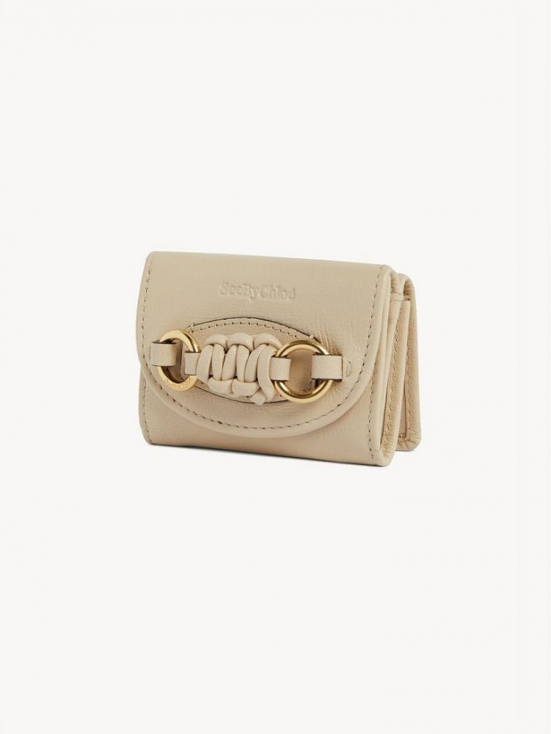 Chloe Saddie Mini Tri-fold Compact Wallets Cement Beige | CHE-SR14902