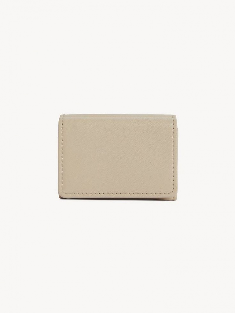 Chloe Saddie Mini Tri-fold Compact Wallets Cement Beige | CHE-SR14902