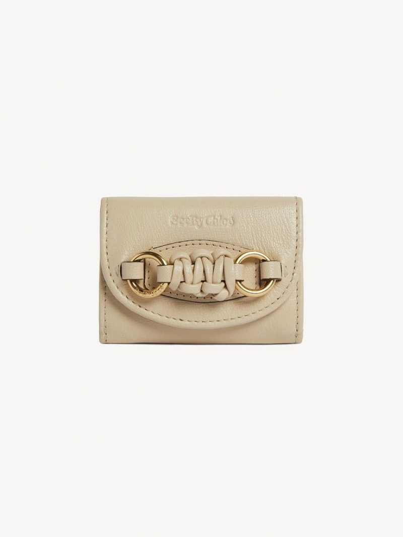 Chloe Saddie Mini Tri-fold Compact Wallets Cement Beige | CHE-SR14902