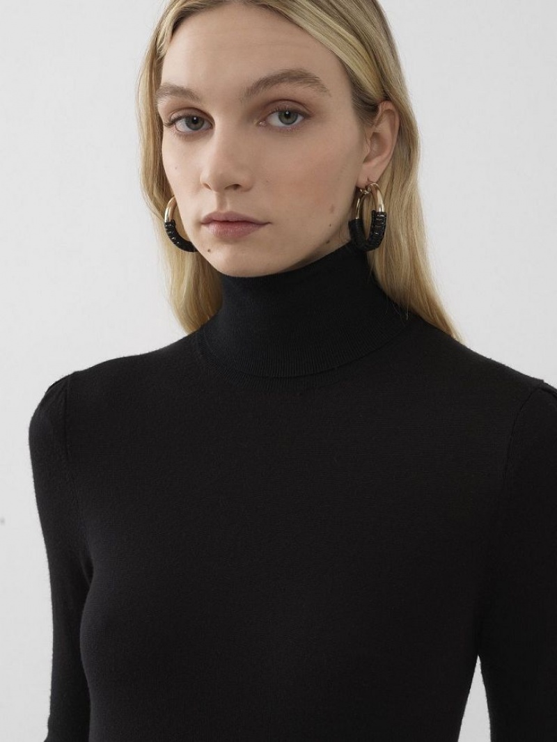 Chloe Scalloped High-neck Knitwear Black | CHE-SR13918