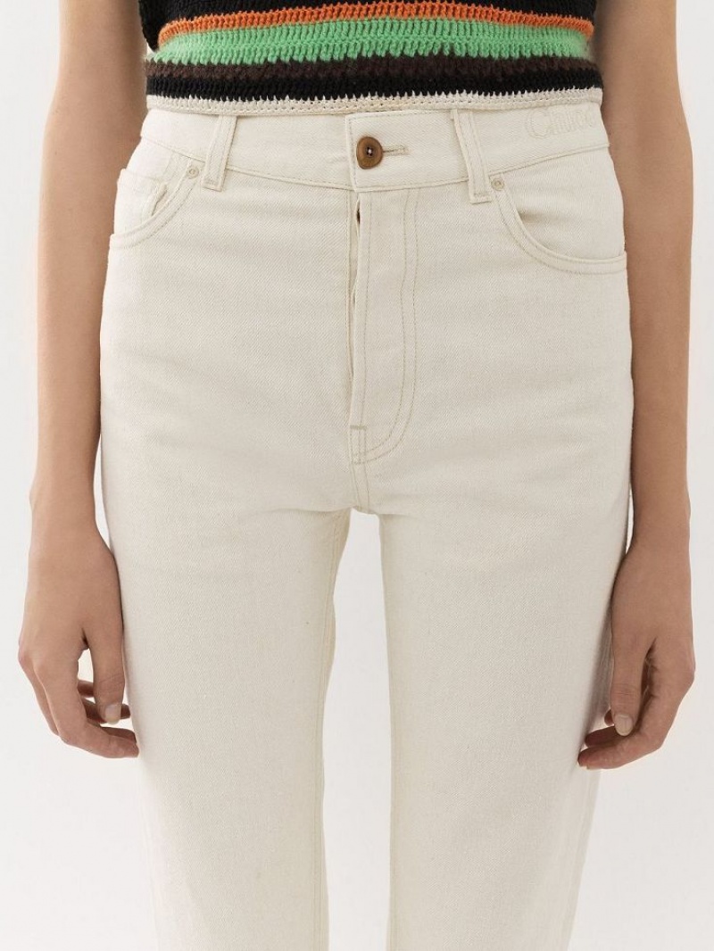 Chloe Semeru Straight-leg Jeans Iconic Milk | CHE-SR13996