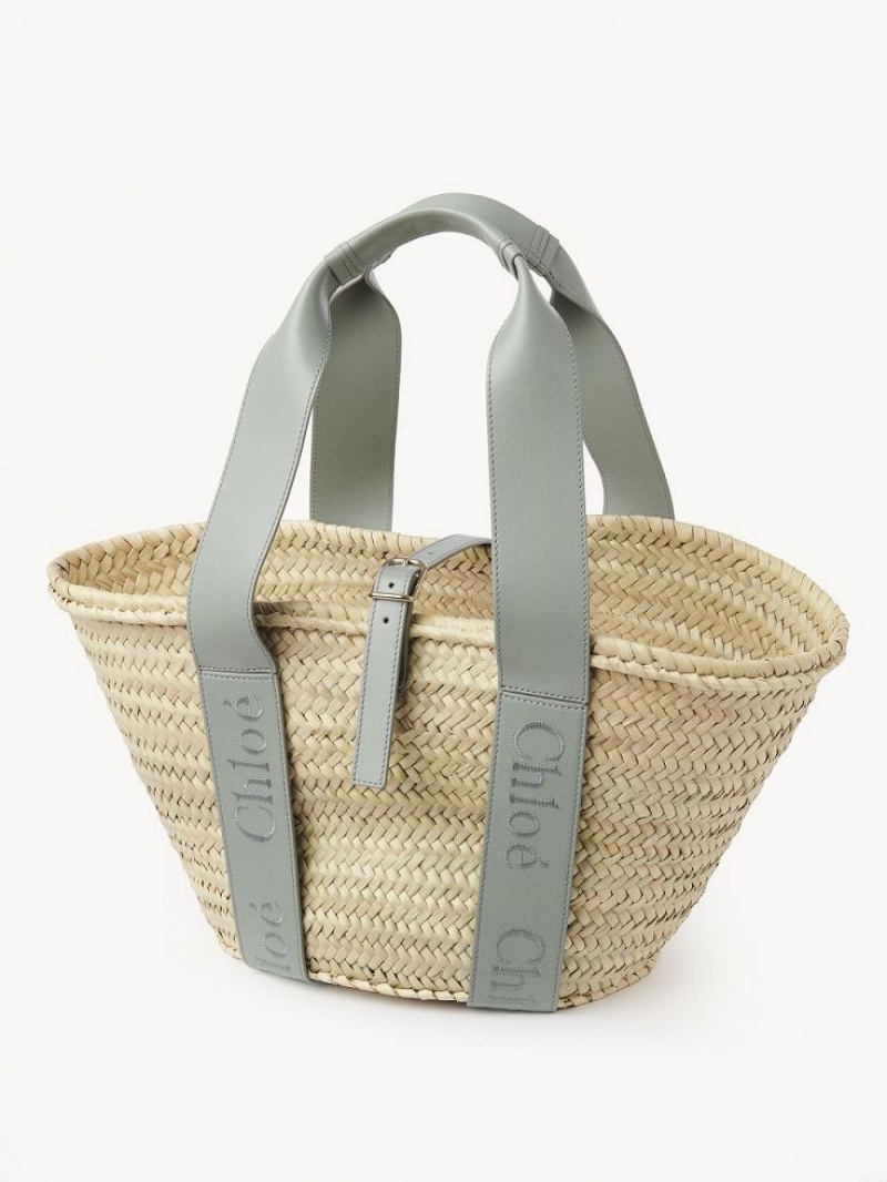 Chloe Sense Medium Basket Tote Bags BAY GREEN | CHE-SR13383