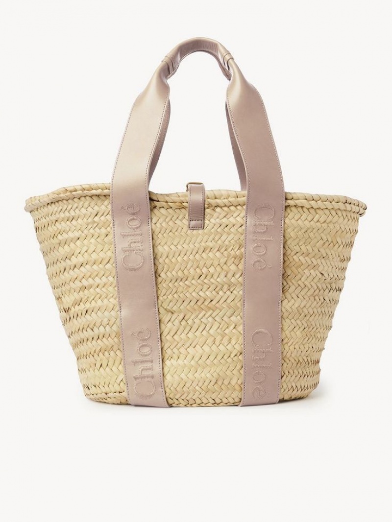 Chloe Sense Medium Basket Tote Bags Nomad Beige | CHE-SR13382