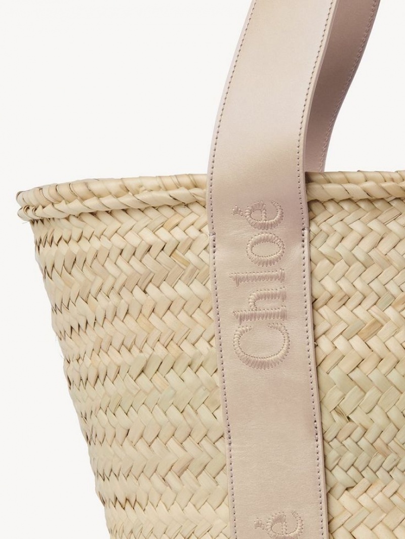 Chloe Sense Medium Basket Tote Bags Nomad Beige | CHE-SR13382