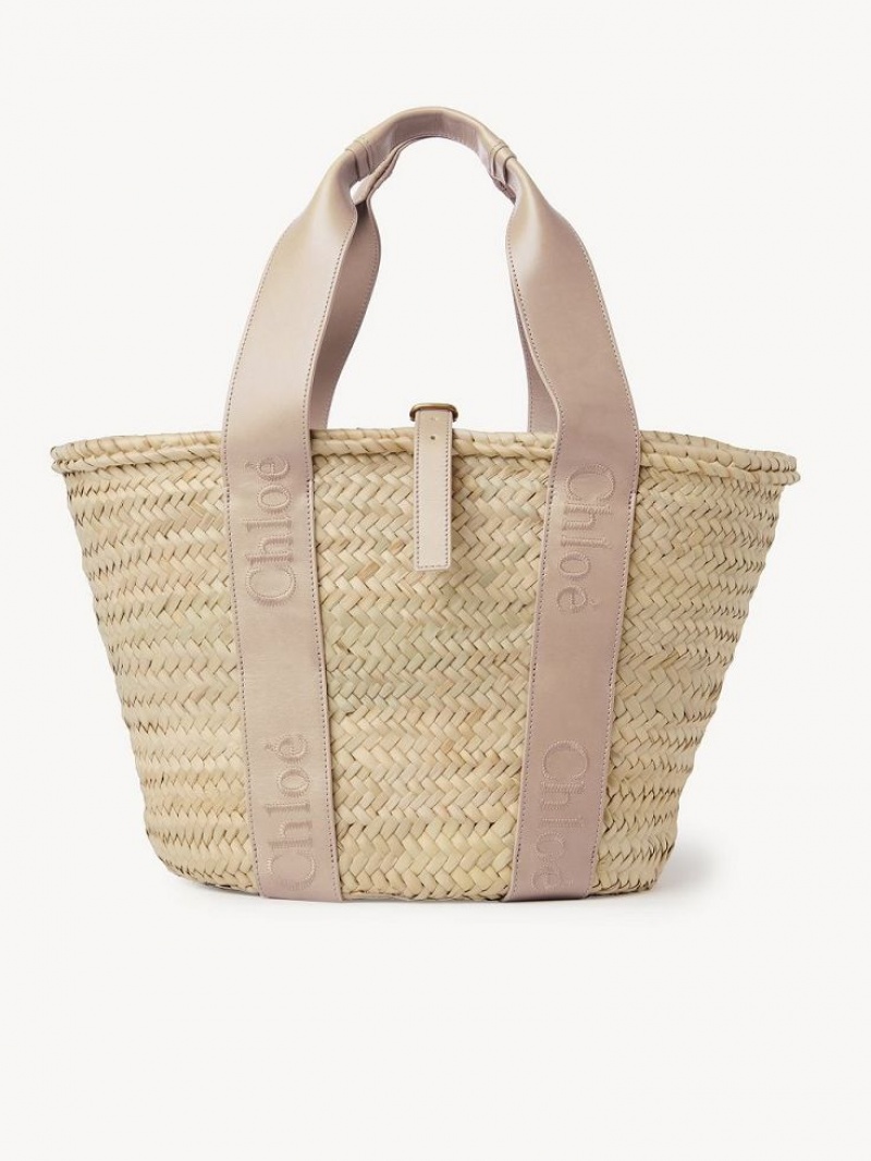 Chloe Sense Medium Basket Tote Bags Nomad Beige | CHE-SR13382