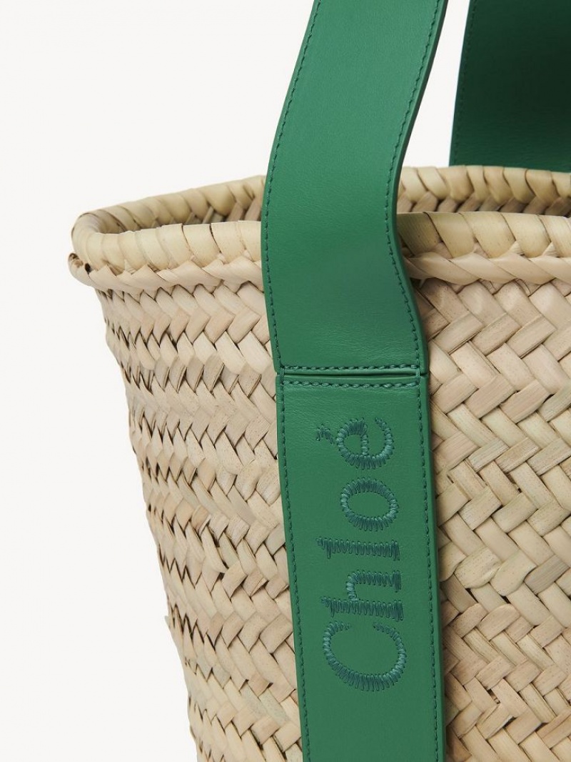 Chloe Sense Medium Basket Tote Bags POP GREEN | CHE-SR13297