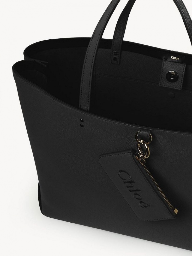 Chloe Sense Medium East-west Tote Bags Black | CHE-SR13327