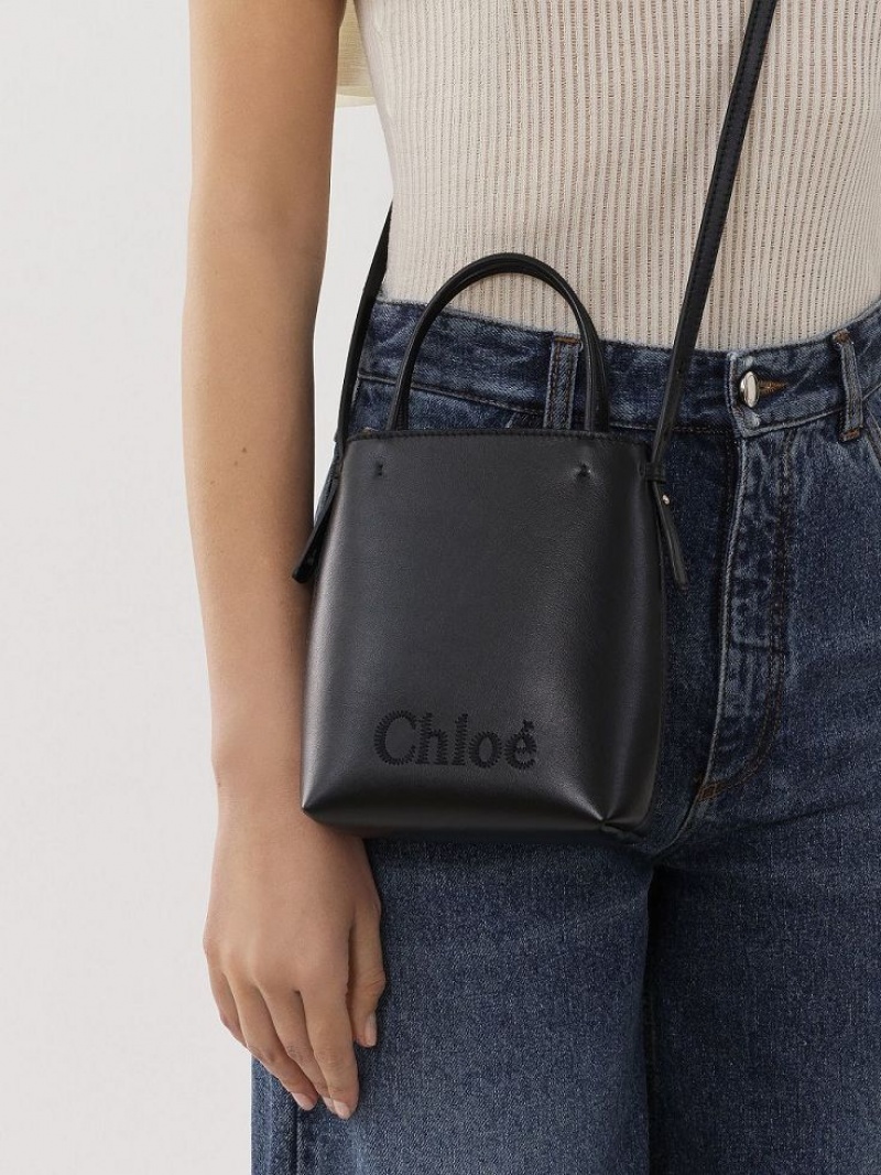 Chloe Sense Micro Crossbody Bags Black | CHE-SR13582