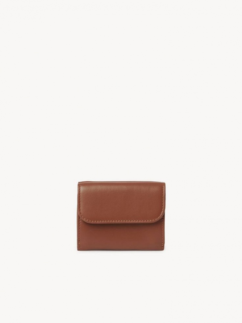 Chloe Sense Mini Tri-fold Compact Wallets Caramel | CHE-SR14276