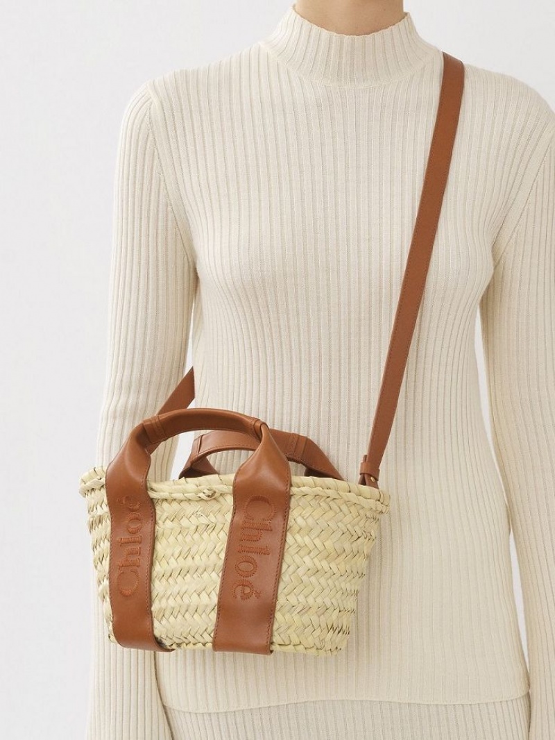 Chloe Sense Small Basket Shoulder Bags Caramel | CHE-SR13403