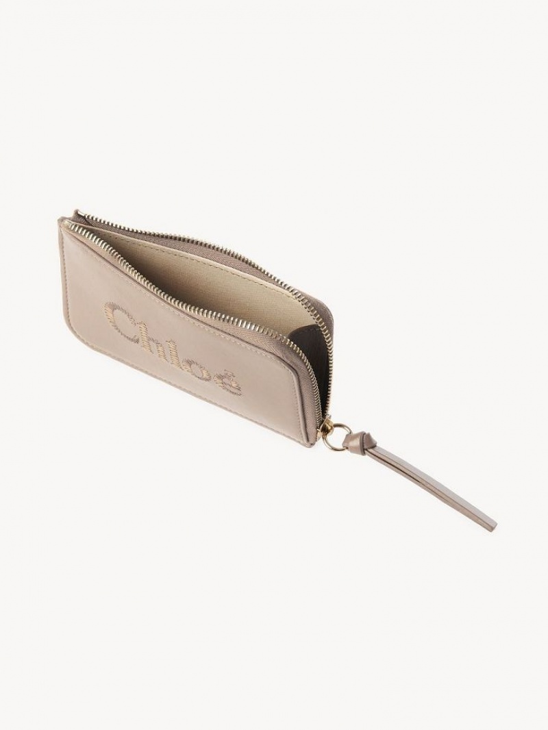 Chloe Sense Small Coin Purses Nomad Beige | CHE-SR14322