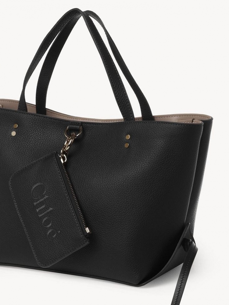 Chloe Sense Small East-west Tote Bags Black | CHE-SR13357