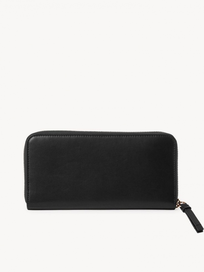 Chloe Sense Zippered Long Wallets Black | CHE-SR14300