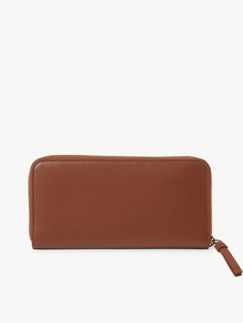 Chloe Sense Zippered Long Wallets Caramel | CHE-SR14299