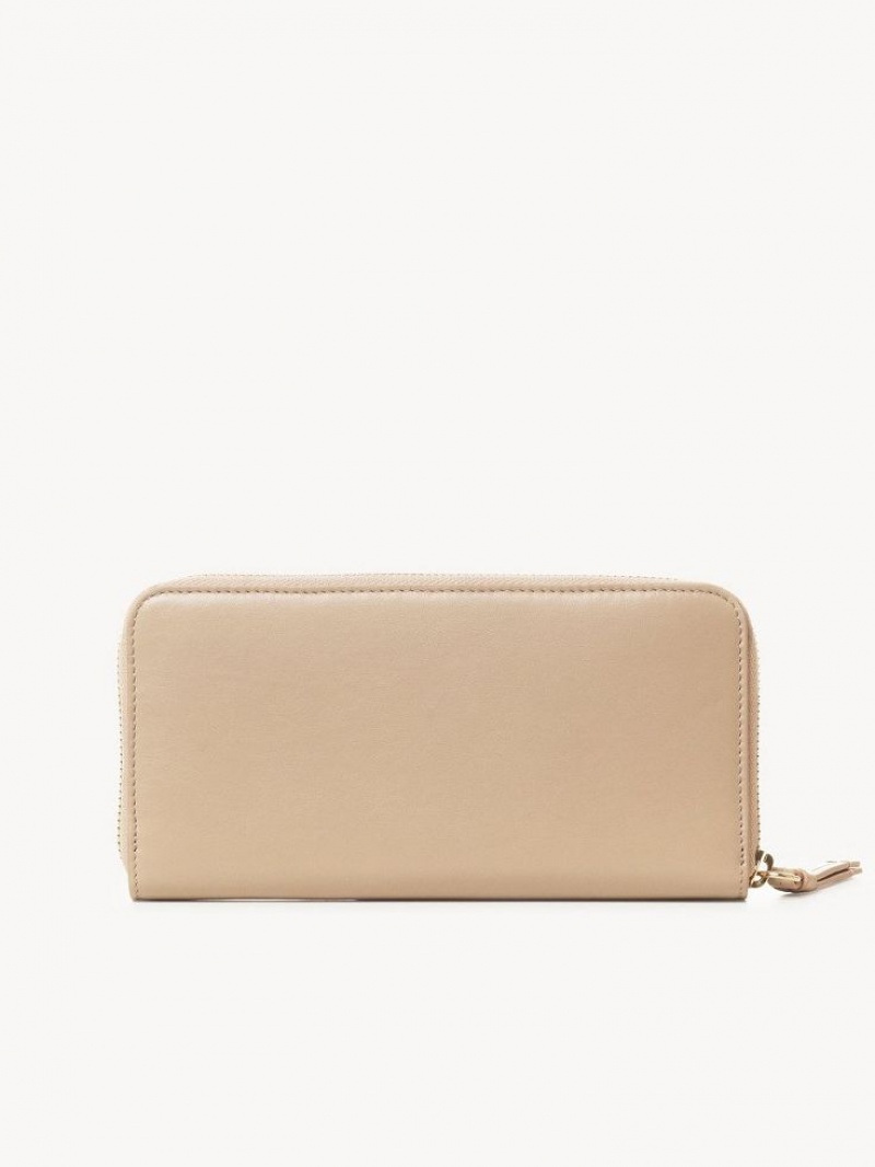 Chloe Sense Zippered Long Wallets Cement Pink | CHE-SR14298