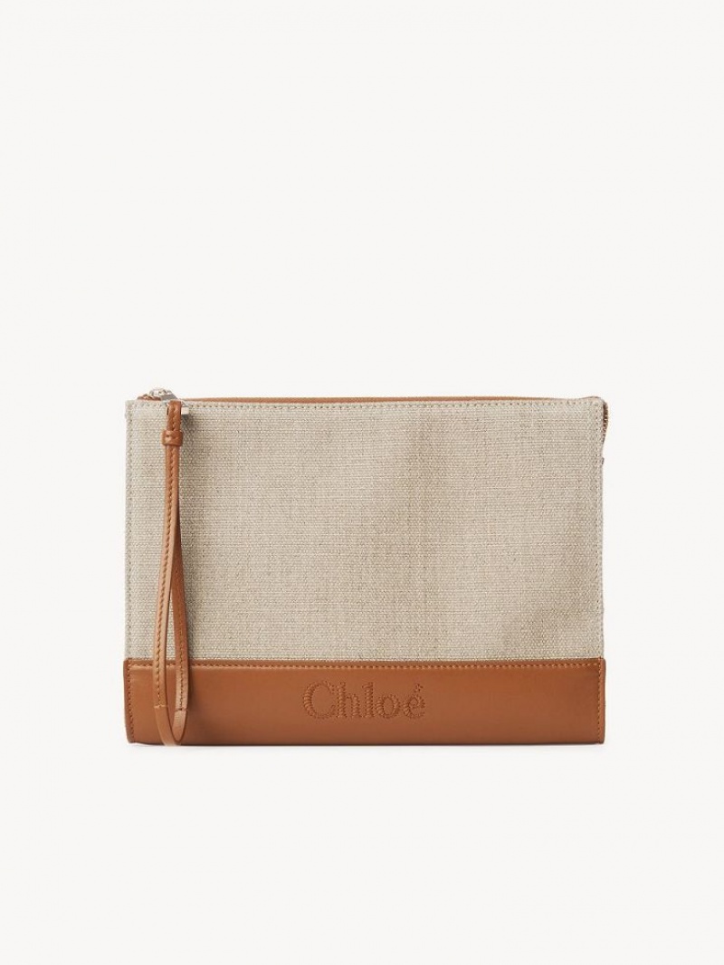 Chloe Sense Zippered Pouches Caramel | CHE-SR14329