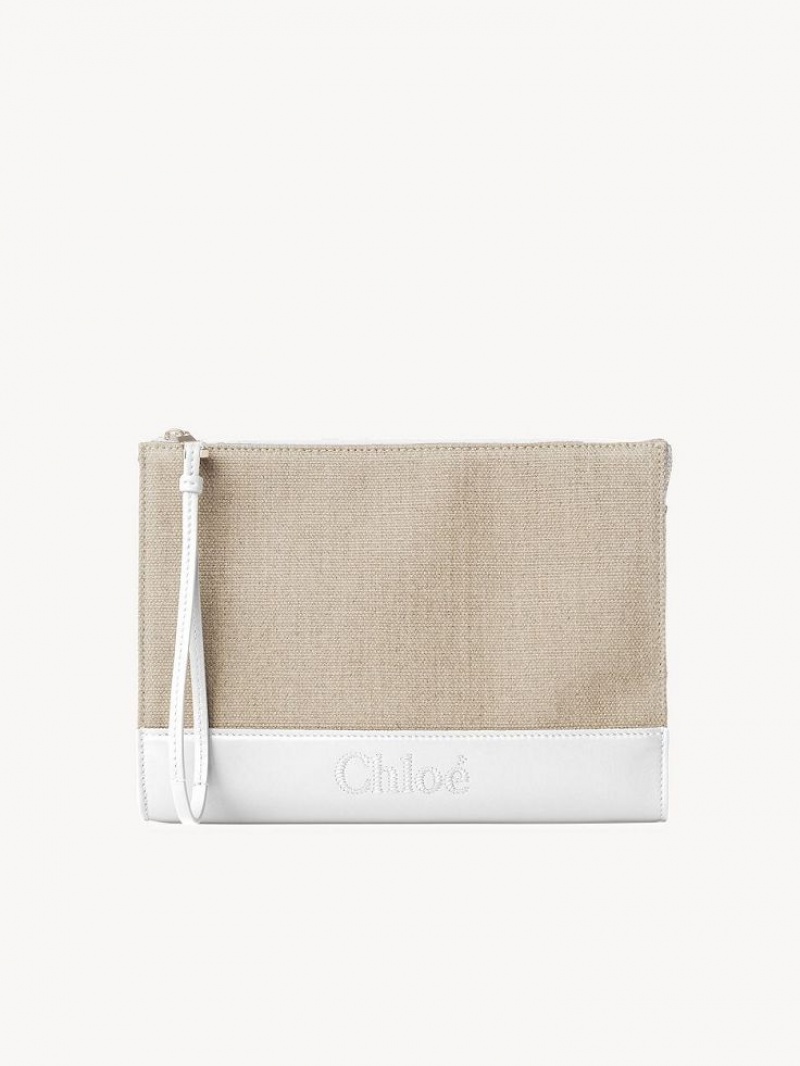 Chloe Sense Zippered Pouches Crystal White | CHE-SR14327