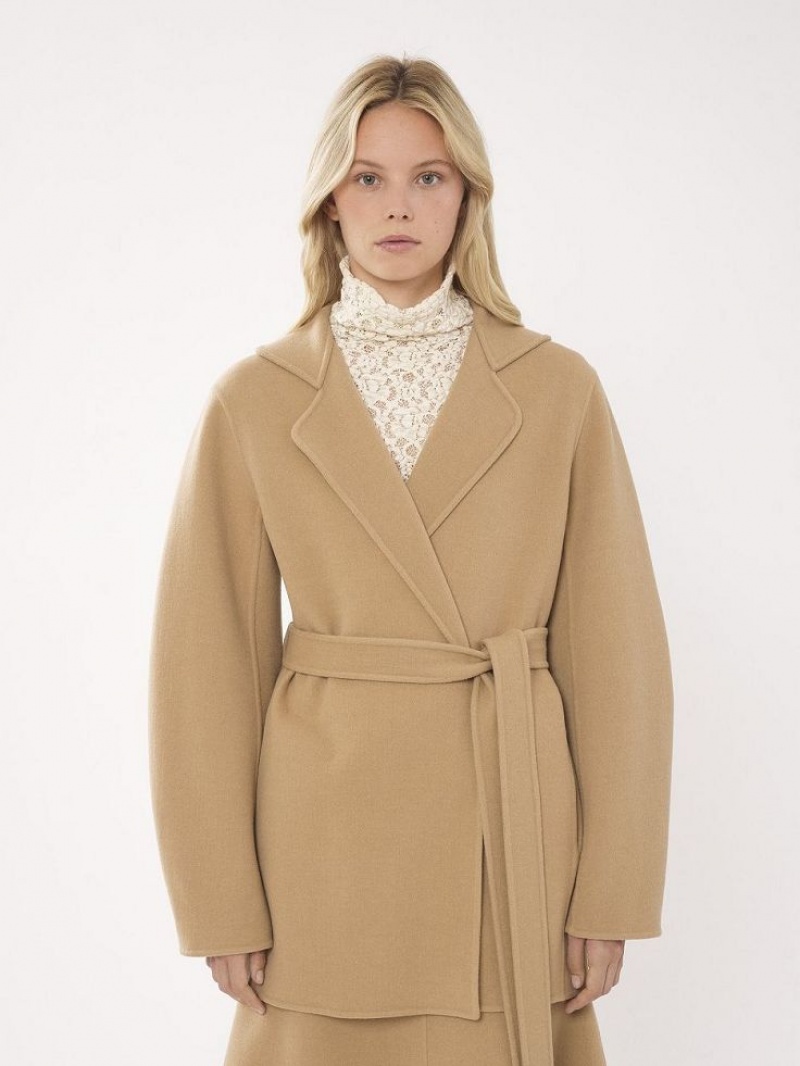 Chloe Short Belted Coats Pearl Beige | CHE-SR13824