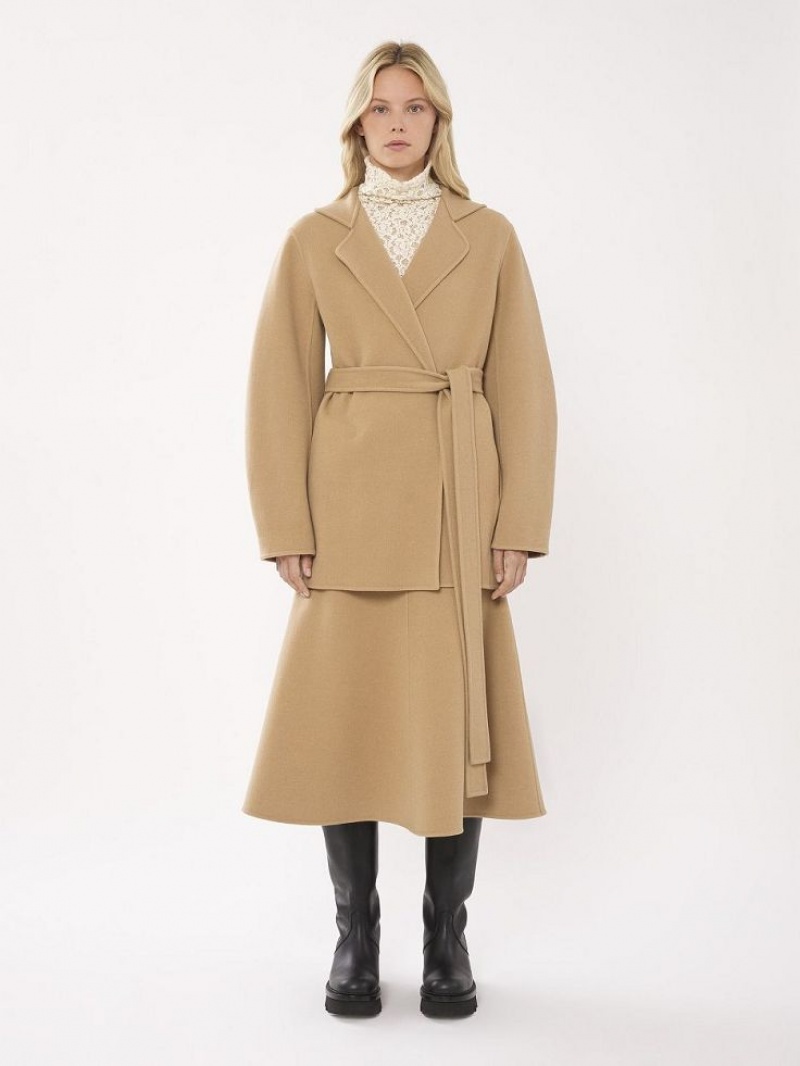 Chloe Short Belted Coats Pearl Beige | CHE-SR13824