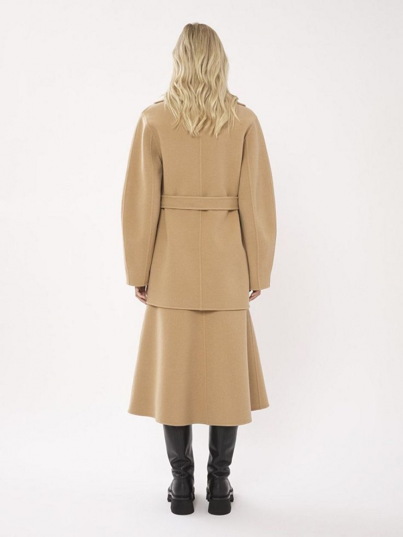 Chloe Short Belted Coats Pearl Beige | CHE-SR13824